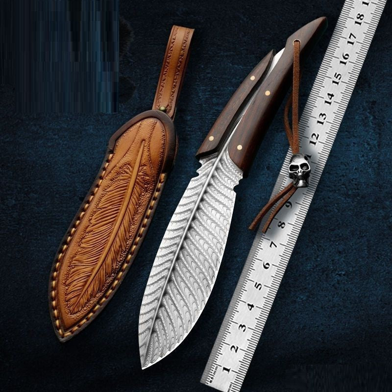 Damascus Steel Feather Pattern Knife