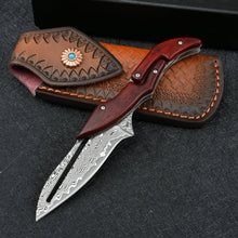 Load image into Gallery viewer, Damascus Mechanical folding knife
