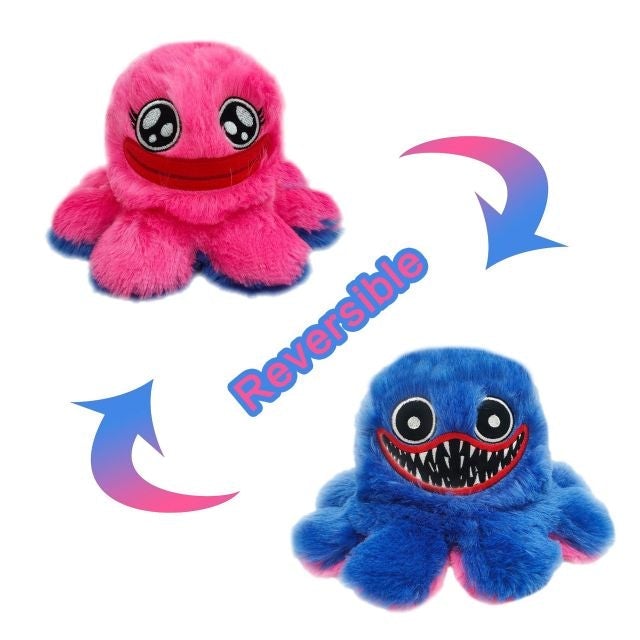 Reversible Blue Scary Plush Toy