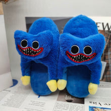 Load image into Gallery viewer, Blue Scary Plush Slippers
