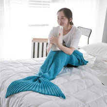 Load image into Gallery viewer, Mermaid Tail Blanket - Knitted Handmade, Warm and Soft
